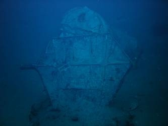 Bridge deck head resting against Director Control Tower on seabed